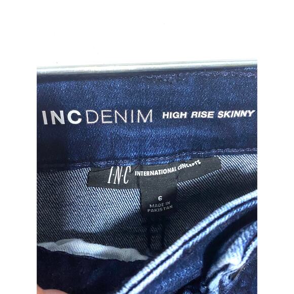 INC Denim High Rise Skinny Jeans Womens 6 Stretch Casual Classic Dark Indigo NWT - Picture 8 of 11